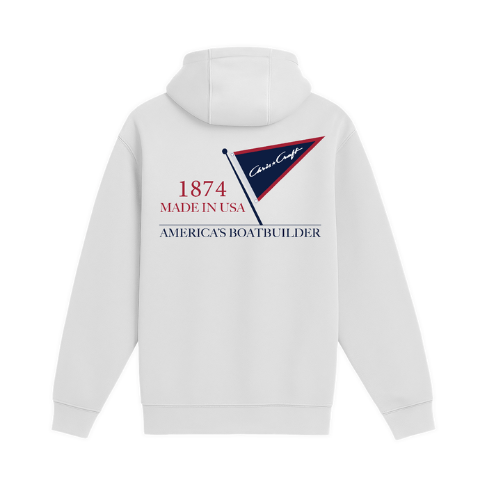Unisex Medium White Pullover Hooded Sweatshirt