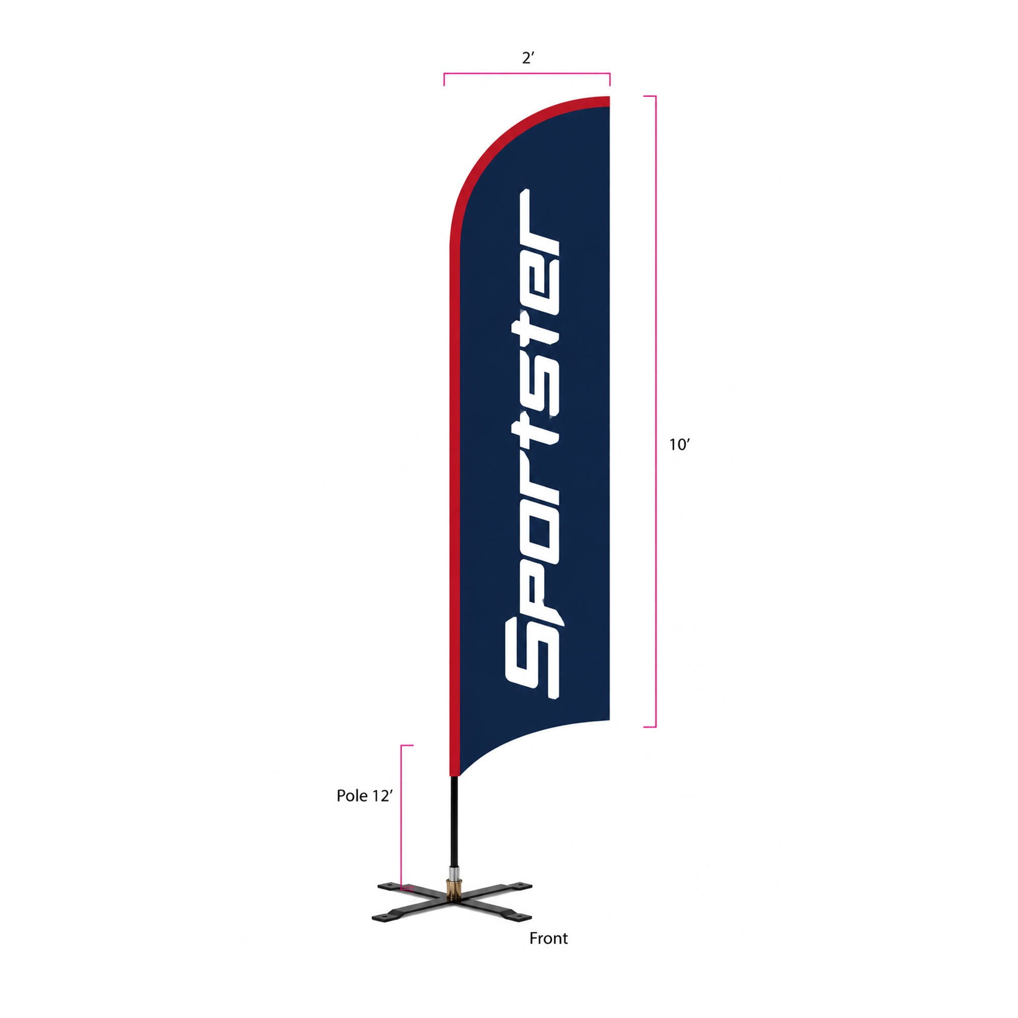 10’ x 2’ Double Sided Sportster Feather Flag